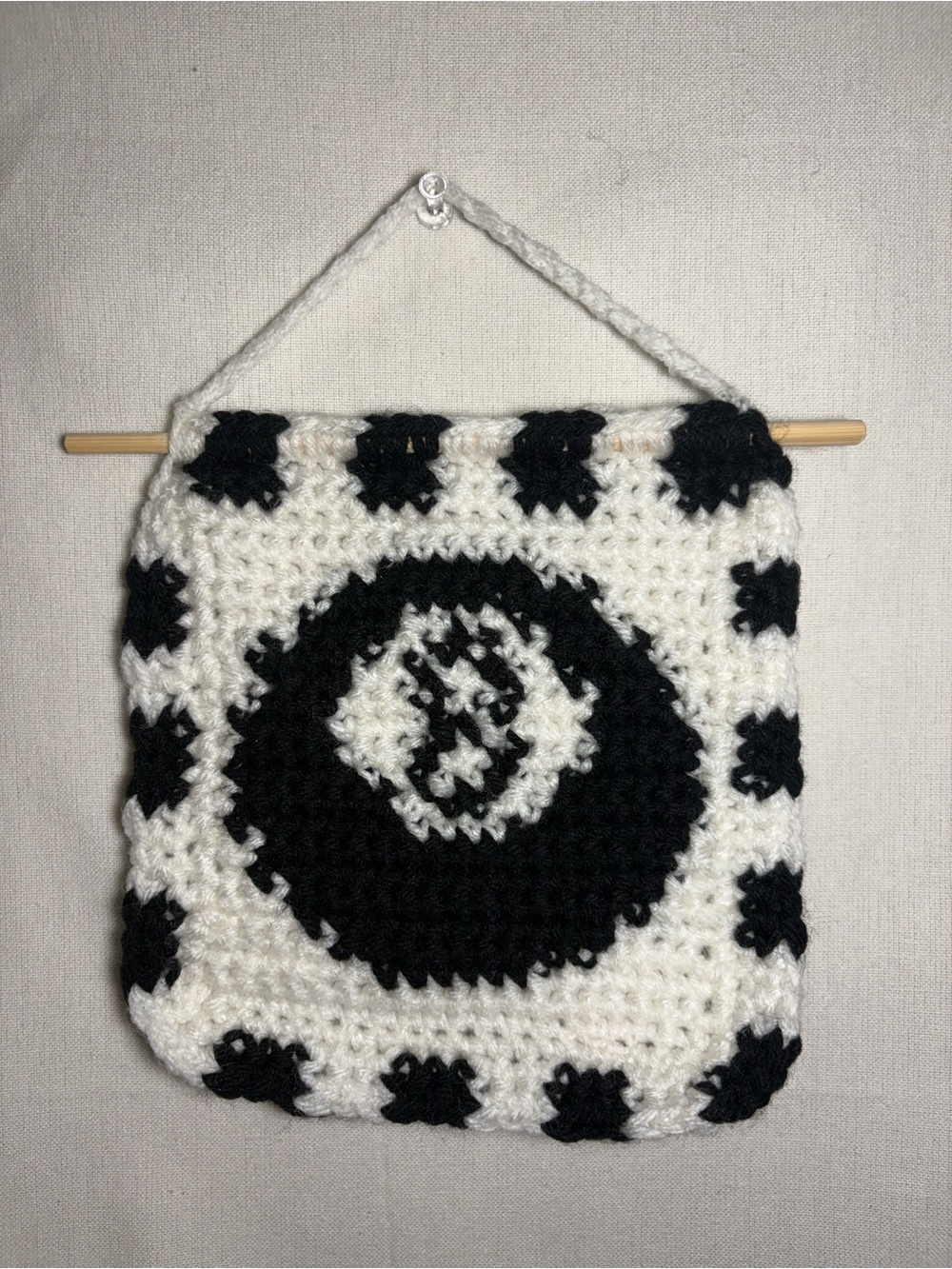 8 ball Crocheted Wall Hanging